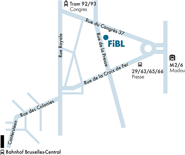 Map: how to find FiBL Europe in Brussels
