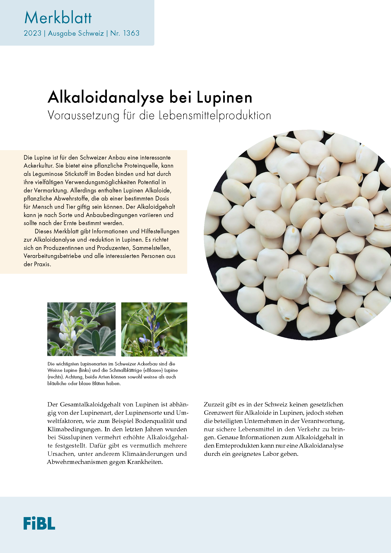 Cover: Alkaloidanalyse bei Lupinen