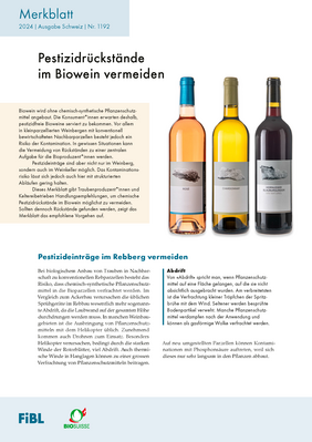 Cover: Pestizidrückstände im Biowein vermeiden.