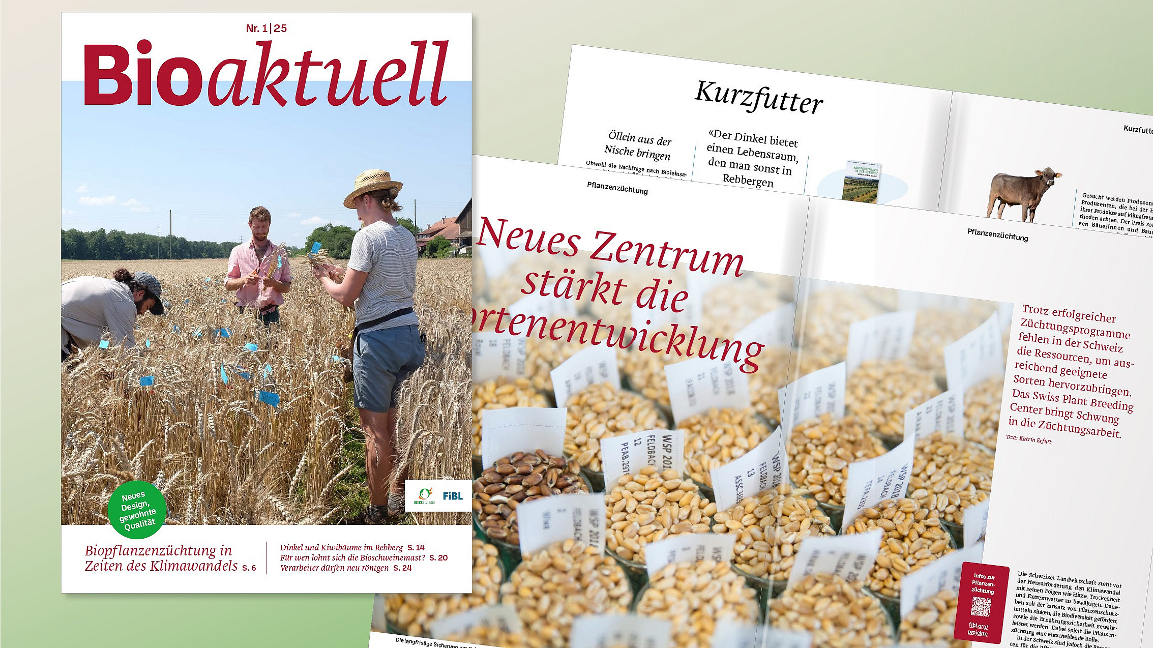 Verschiedene Seiten einer Ausgabe des Magazins Bioaktuell.