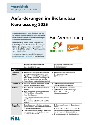 Anforderungen im Biolandbau - Kurzfassung