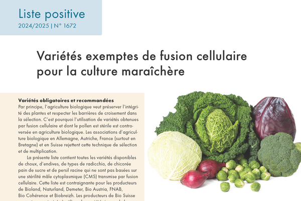 Cover: Variétés exemptes de fusion cellulaire pour la culture maraîchère.